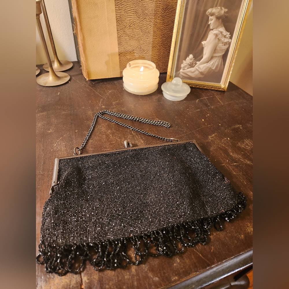 Fabulous Vintage Black Beaded Clutch